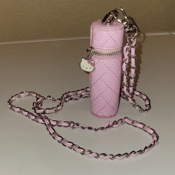Forever 21 Quilted Pink Hello Kitty Lipstick Holder with Chain - Picture 1 of 6